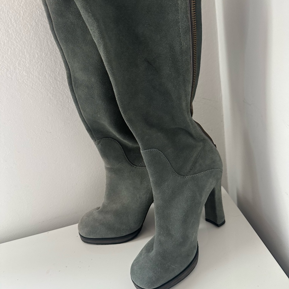 Thigh High Grey Suede Boots